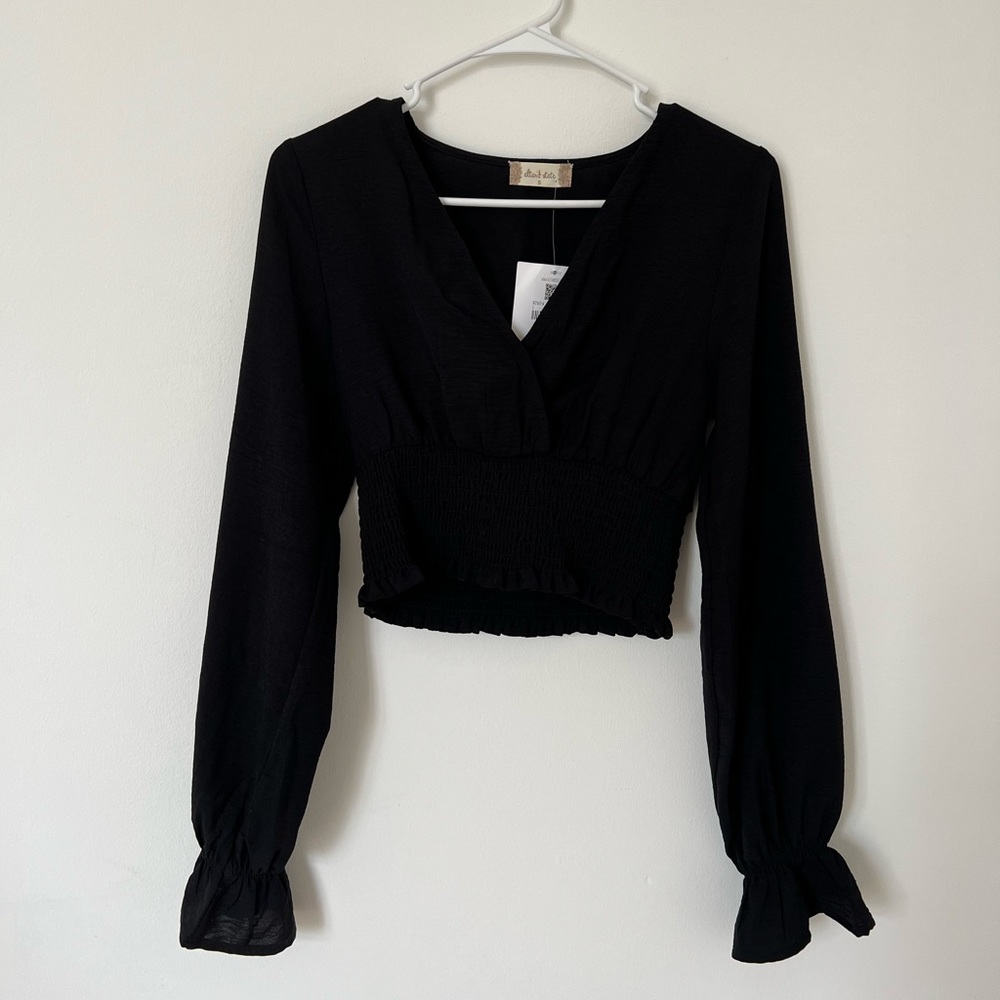 Altar’d State Black V-Neck Blouse